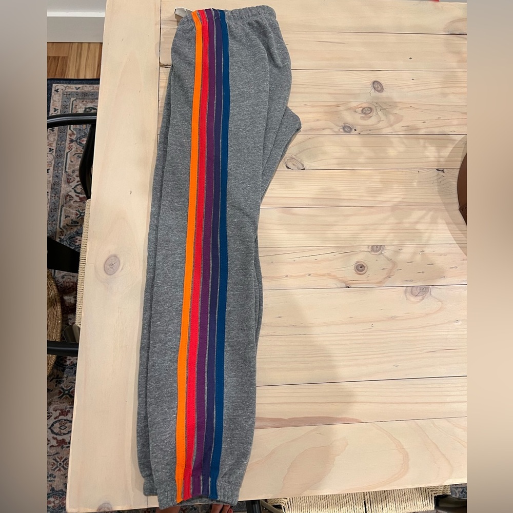 Aviator Nation 5 Stripe Heathered Grey Sweatpants